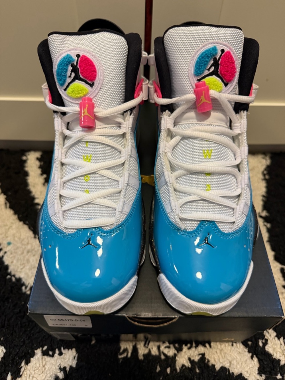 Jordan Kids Blue White Pink Neon Accent Sneakers